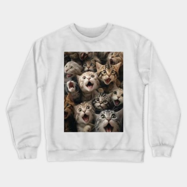 Funny Cat Faces Crewneck Sweatshirt by Wear A Tee Shirt 
